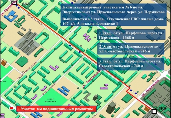 Участок тепломагистрали в районе улицы Энергетиков